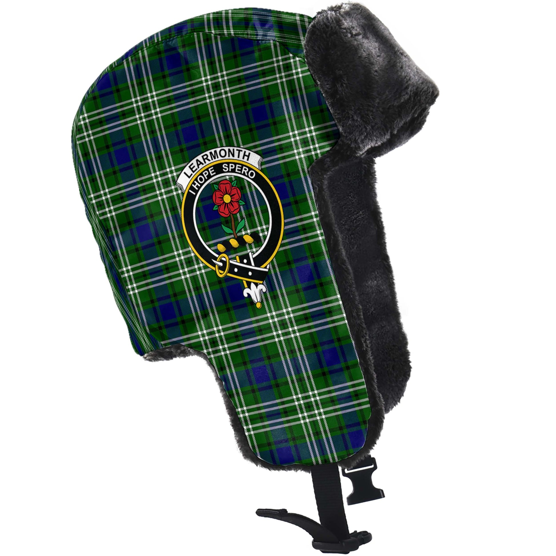 Learmonth Tartan Winter Trapper Hat with Family Crest - Tartanvibesclothing