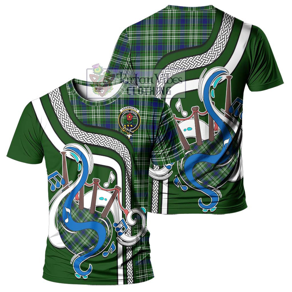 Learmonth Tartan T-Shirt with Epic Bagpipe Style - Tartanvibesclothing Shop