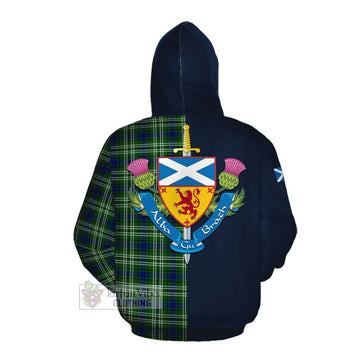 Learmonth Tartan Cotton Hoodie Alba with Scottish Lion Royal Arm Half Style