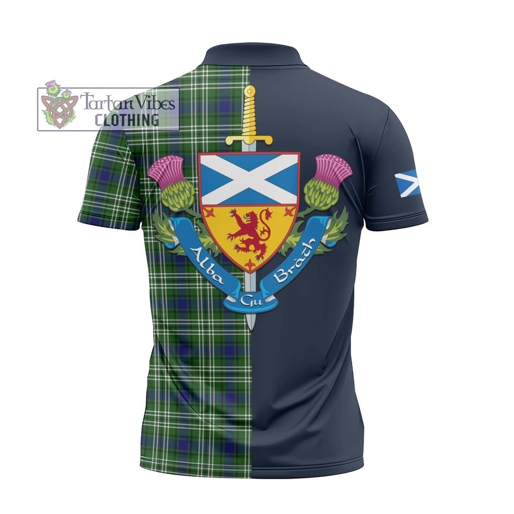 Tartan Vibes Clothing Learmonth Tartan Zipper Polo Shirt with Scottish Lion Royal Arm Half Style