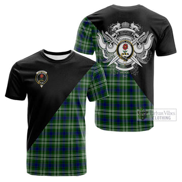 Learmonth Tartan Cotton T-shirt with Family Crest and Military Logo Style