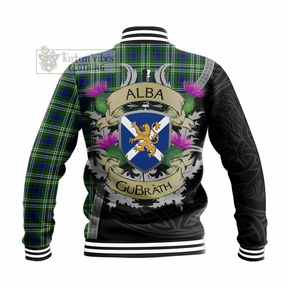 Learmonth Tartan Family Crest Baseball Jacket Lion Rampant Royal Thistle Shield Celtic Inspired - Tartan Vibes Clothing