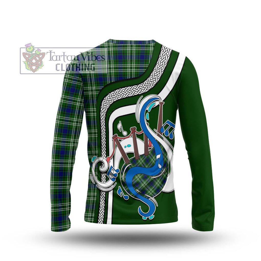 Tartan Vibes Clothing Learmonth Tartan Long Sleeve T-Shirt with Epic Bagpipe Style