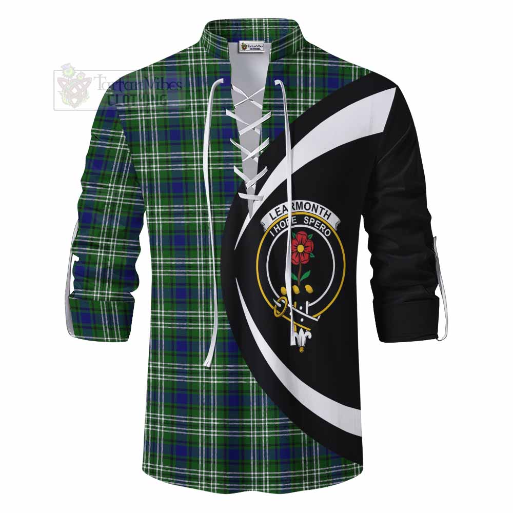 Tartan Vibes Clothing Learmonth Tartan Ghillie Kilt Shirt with Family Crest Circle Style