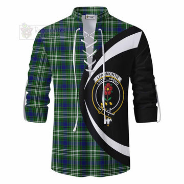 Learmonth Tartan Ghillie Kilt Shirt with Family Crest Circle Style