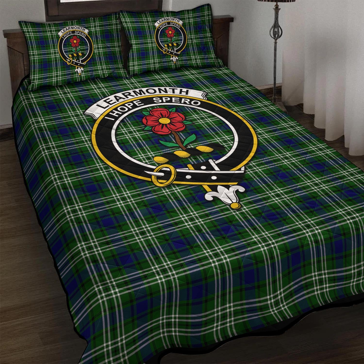 Learmonth Tartan Quilt Bed Set with Family Crest - Tartan Vibes Clothing