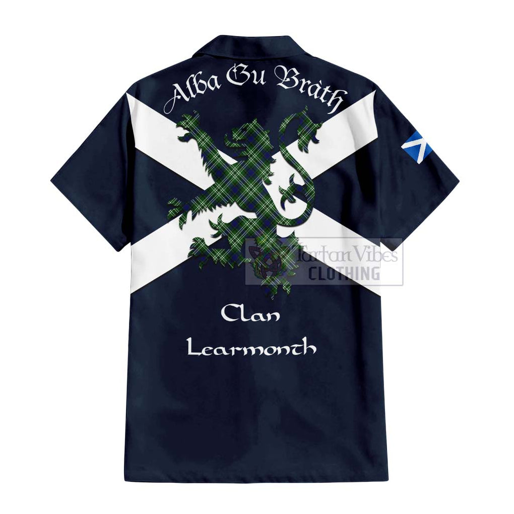 Tartan Vibes Clothing Learmonth Tartan Lion Rampant Short Sleeve Button Shirt – Proudly Display Your Heritage with Alba Gu Brath and Clan Name