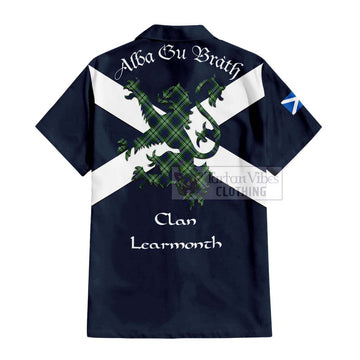 Learmonth Tartan Lion Rampant Short Sleeve Button Shirt  Proudly Display Your Heritage with Alba Gu Brath and Clan Name