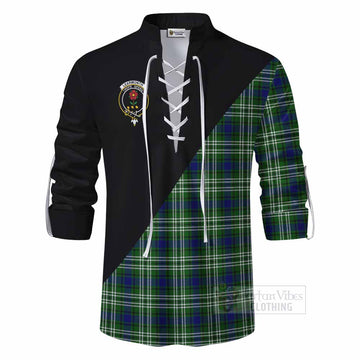 Learmonth Tartan Ghillie Kilt Shirt with Family Crest and Military Logo Style