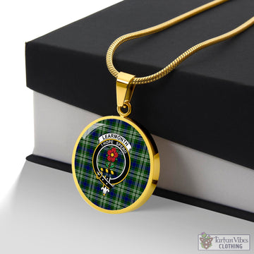 Learmonth Tartan Circle Necklace with Family Crest