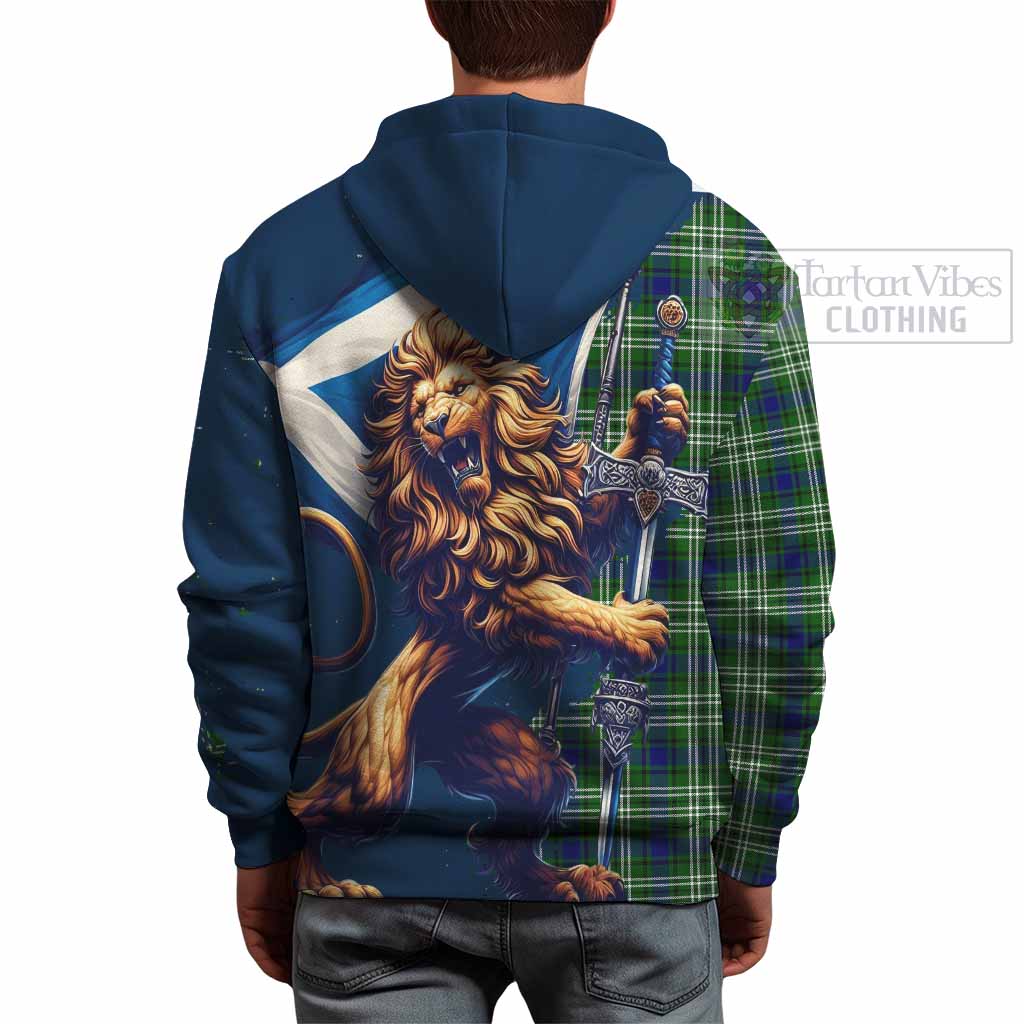 Tartan Vibes Clothing Learmonth Tartan Family Crest Hoodie with Scottish Majestic Lion