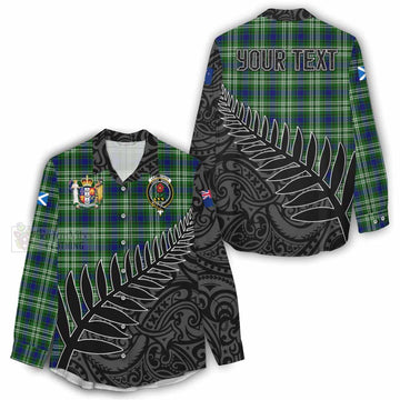 Learmonth Crest Tartan Women's Casual Shirt with New Zealand Silver Fern Half Style