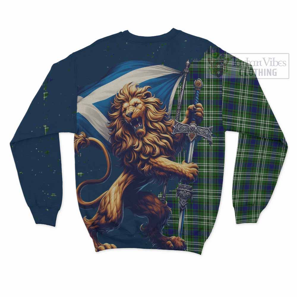 Tartan Vibes Clothing Learmonth Tartan Family Crest Sweatshirt with Scottish Majestic Lion