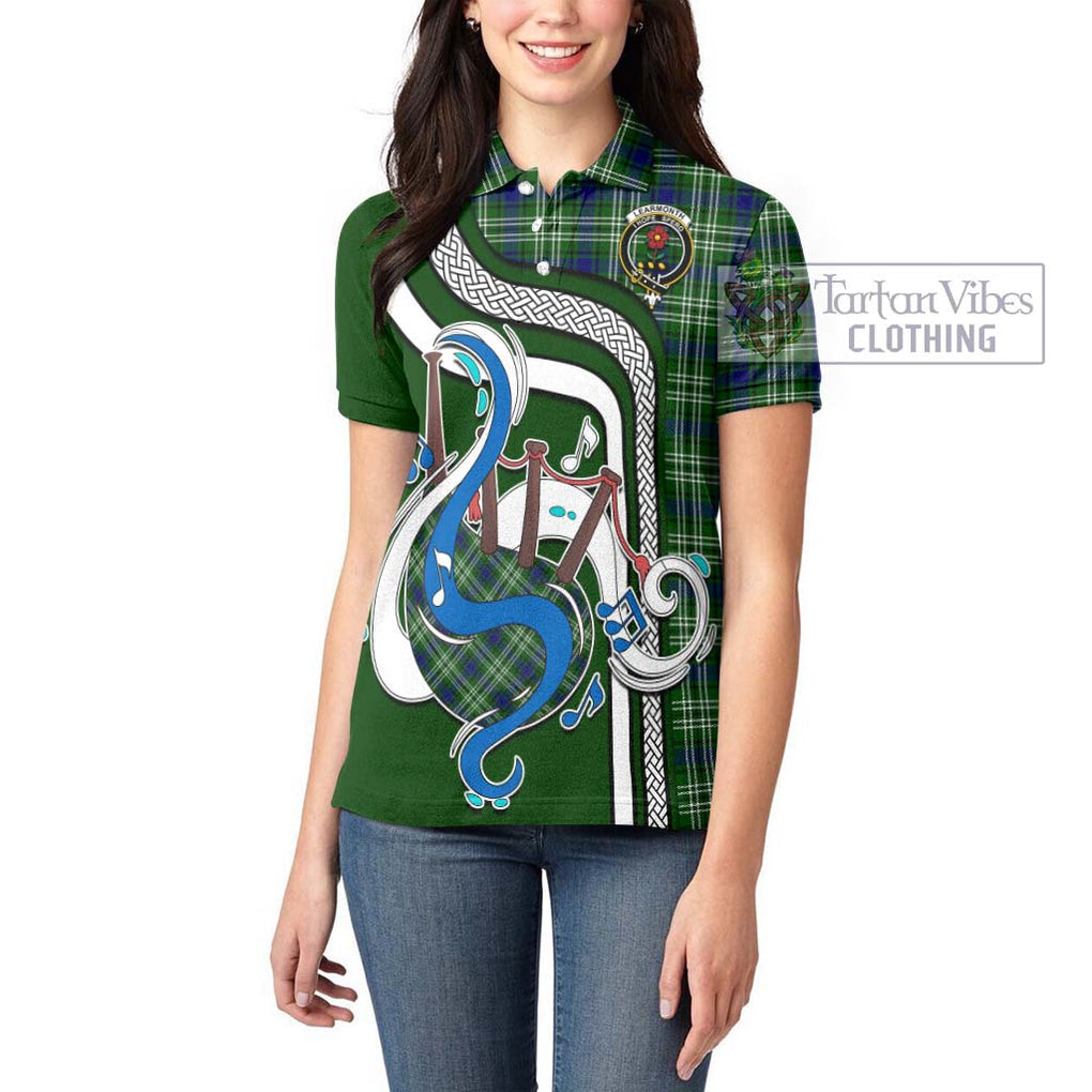 Learmonth Tartan Women's Polo Shirt with Epic Bagpipe Style - Tartanvibesclothing Shop