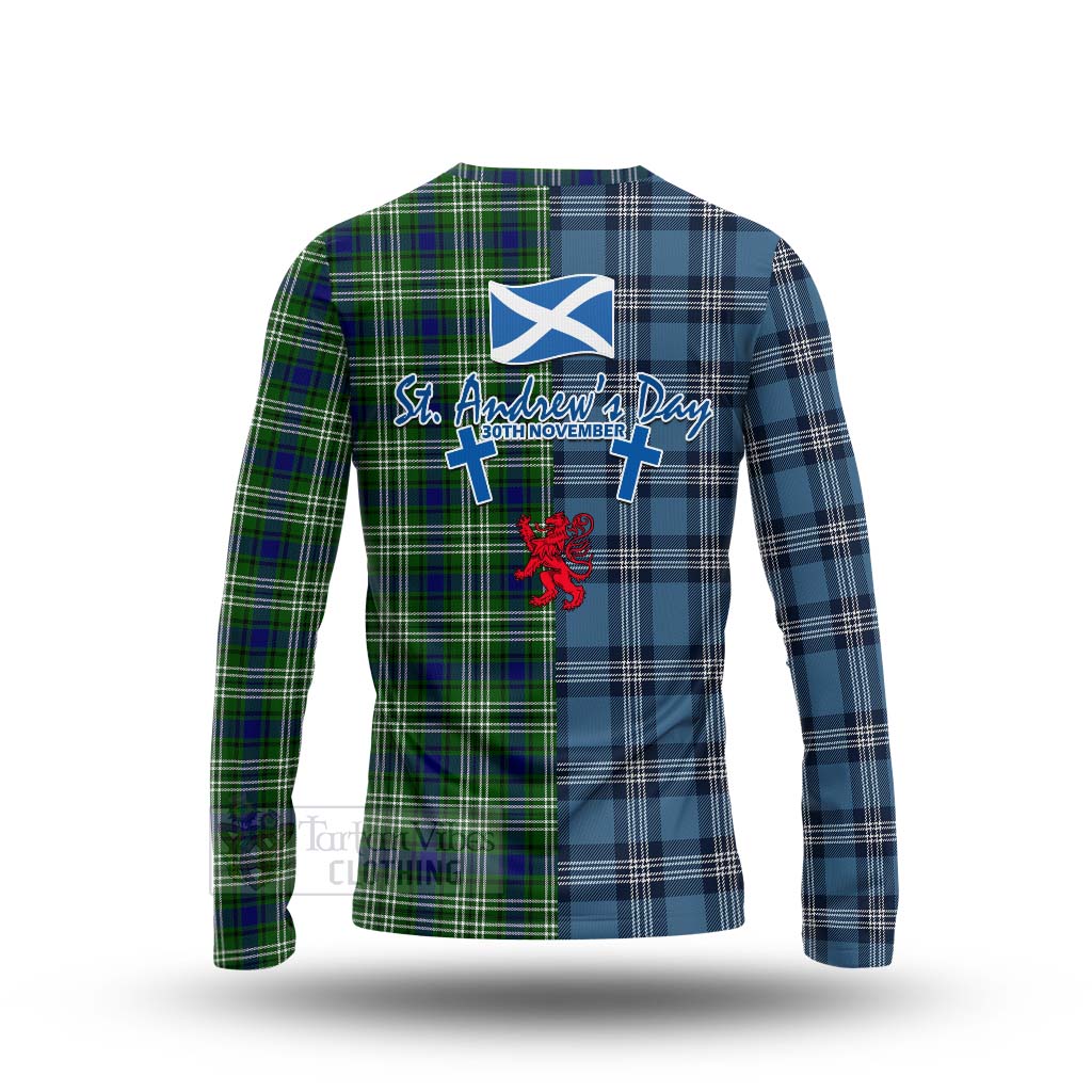 Tartan Vibes Clothing Learmonth Tartan Long Sleeve T-Shirt Happy St. Andrew's Day Half Tartan Style