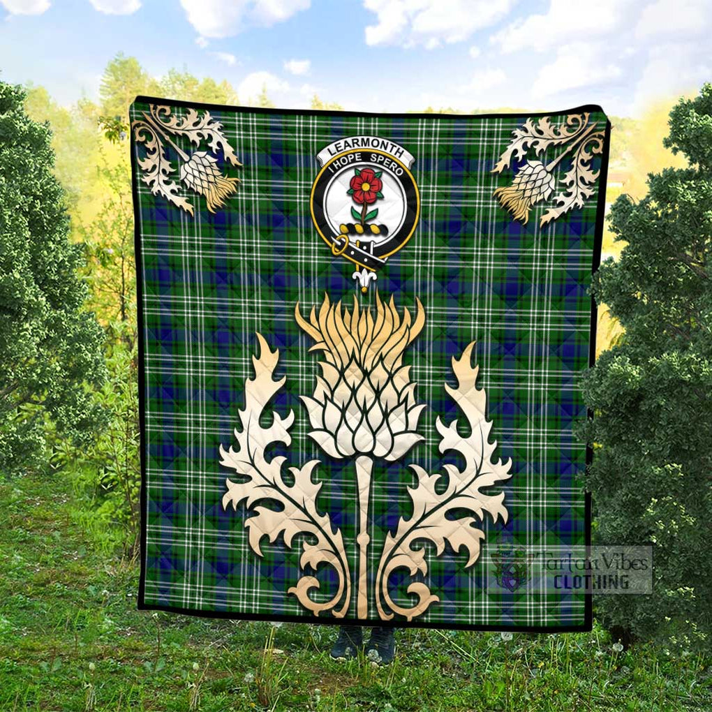 Tartan Vibes Clothing Learmonth Tartan Quilt with Family Crest and Golden Thistle Style