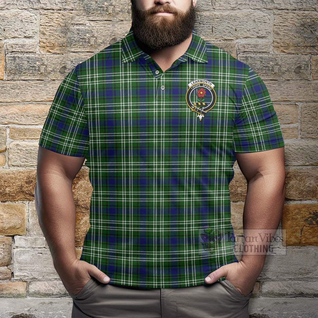 Tartan Vibes Clothing Learmonth Tartan Polo Shirt with Family Crest and Bearded Skull Holding Bottles of Whiskey