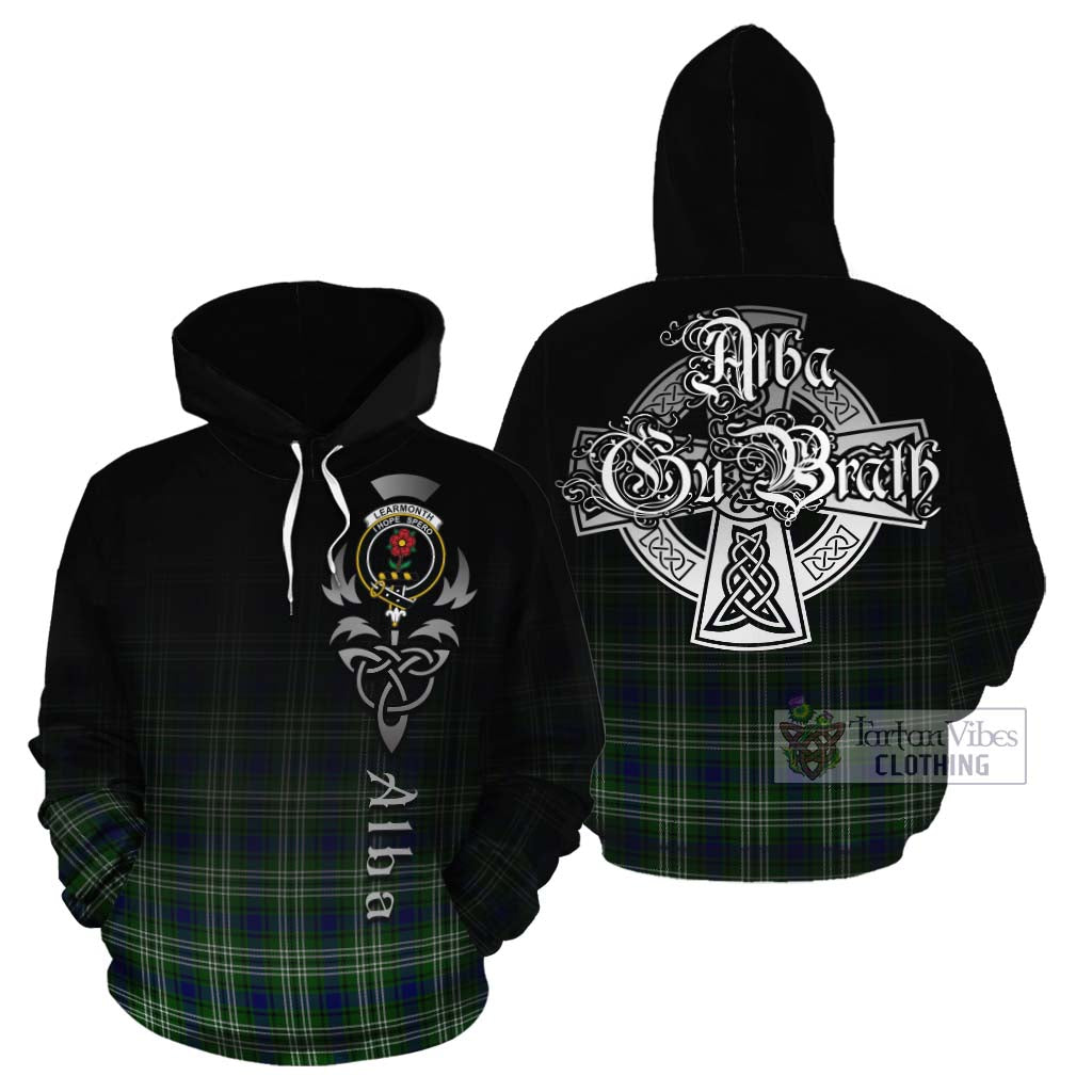 Tartan Vibes Clothing Learmonth Tartan Cotton Hoodie Featuring Alba Gu Brath Family Crest Celtic Inspired