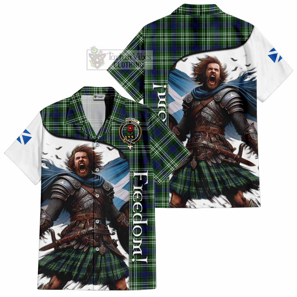 Tartan Vibes Clothing Learmonth Crest Tartan Short Sleeve Button Shirt Inspired by the Freedom of Scottish Warrior