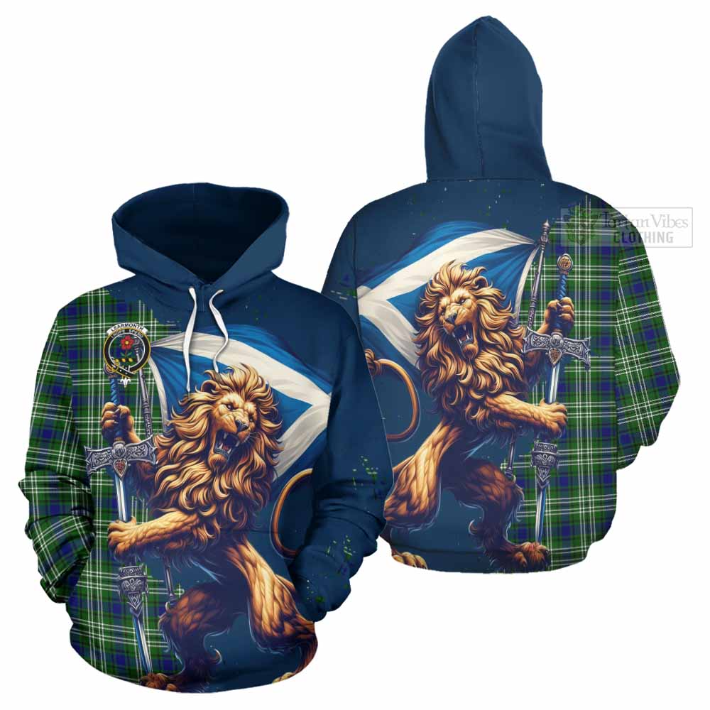 Tartan Vibes Clothing Learmonth Tartan Family Crest Hoodie with Scottish Majestic Lion