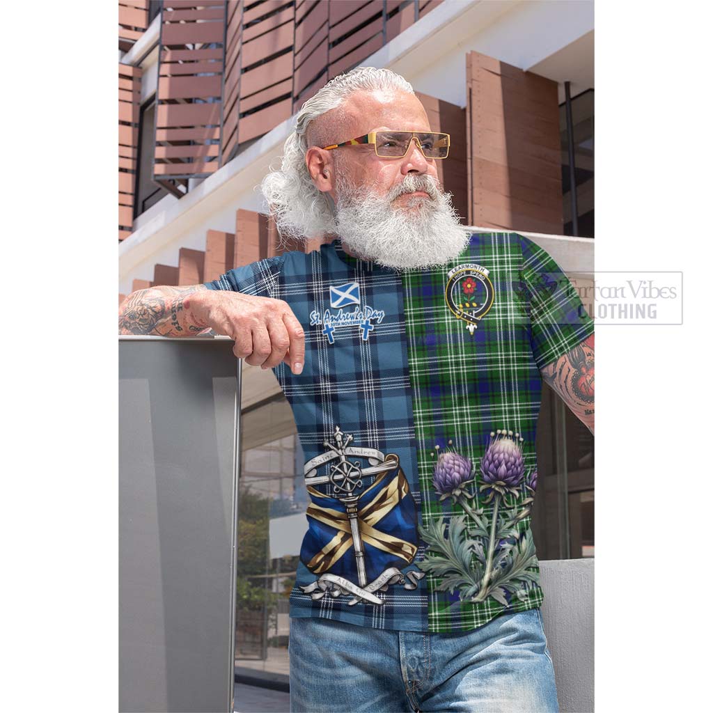 Tartan Vibes Clothing Learmonth Tartan Cotton T-shirt Happy St. Andrew's Day Half Tartan Style