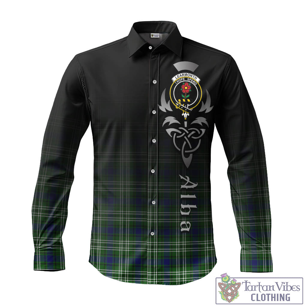 Tartan Vibes Clothing Learmonth Tartan Long Sleeve Button Up Featuring Alba Gu Brath Family Crest Celtic Inspired