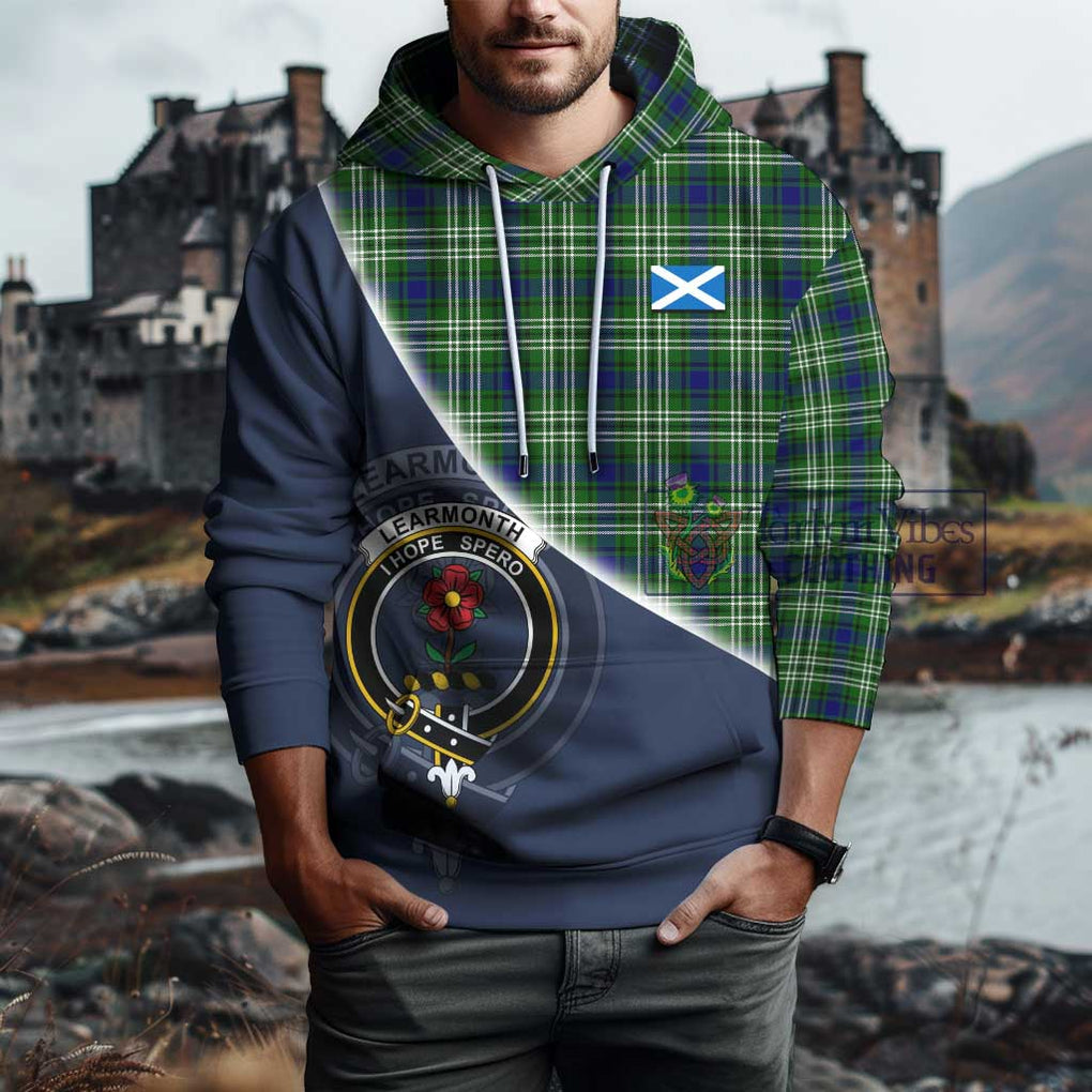 Learmonth Tartan Hoodie with Personalised National Flag and Family Crest Half Style - Tartanvibesclothing Shop