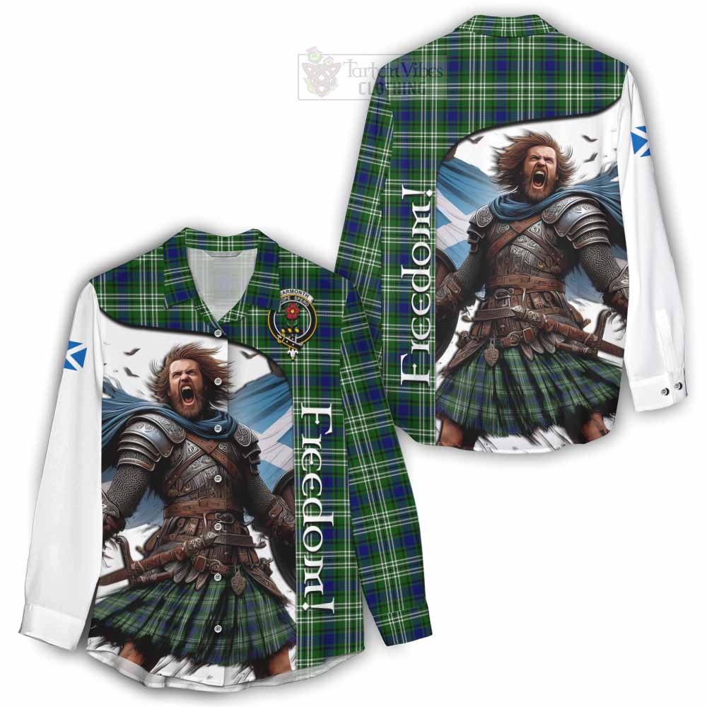 Tartan Vibes Clothing Learmonth Crest Tartan Women's Casual Shirt Inspired by the Freedom of Scottish Warrior