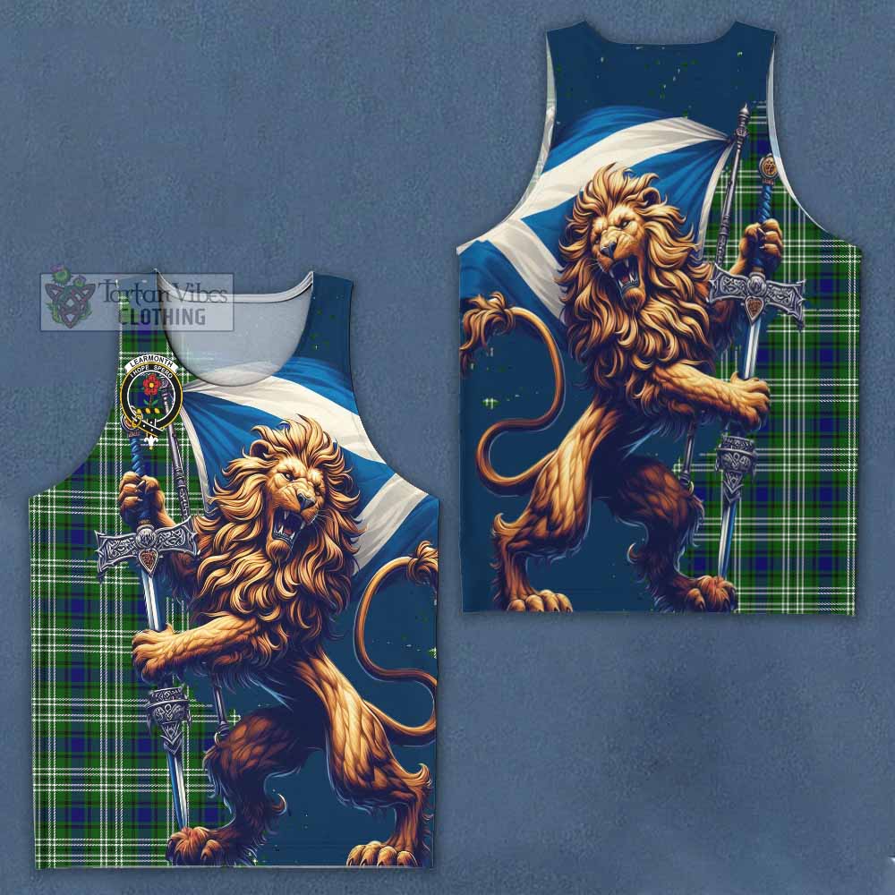 Tartan Vibes Clothing Learmonth Tartan Family Crest Men's Tank Top with Scottish Majestic Lion