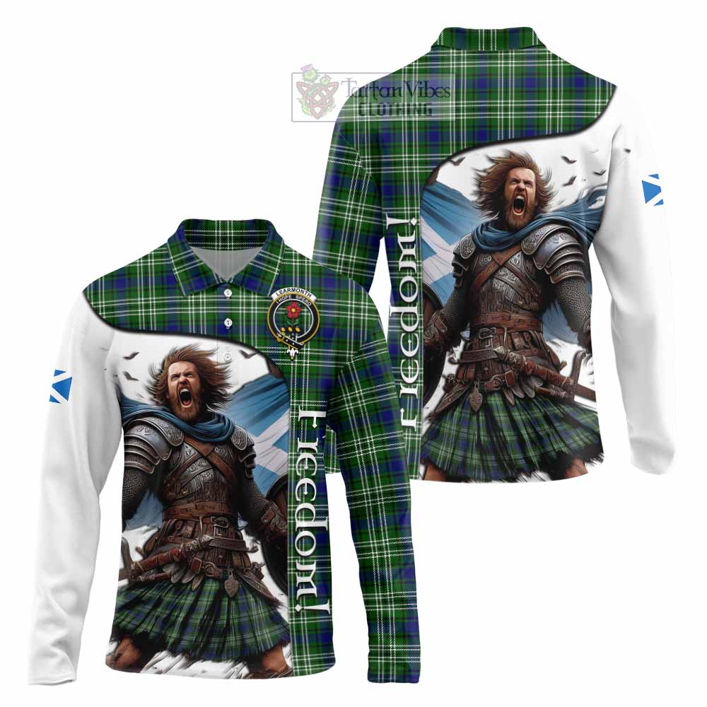 Tartan Vibes Clothing Learmonth Crest Tartan Long Sleeve Polo Shirt Inspired by the Freedom of Scottish Warrior