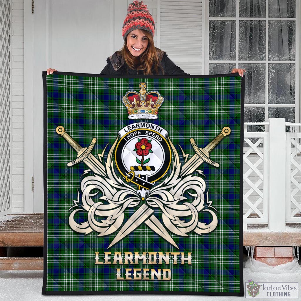 Tartan Vibes Clothing Learmonth Tartan Quilt with Clan Crest and the Golden Sword of Courageous Legacy