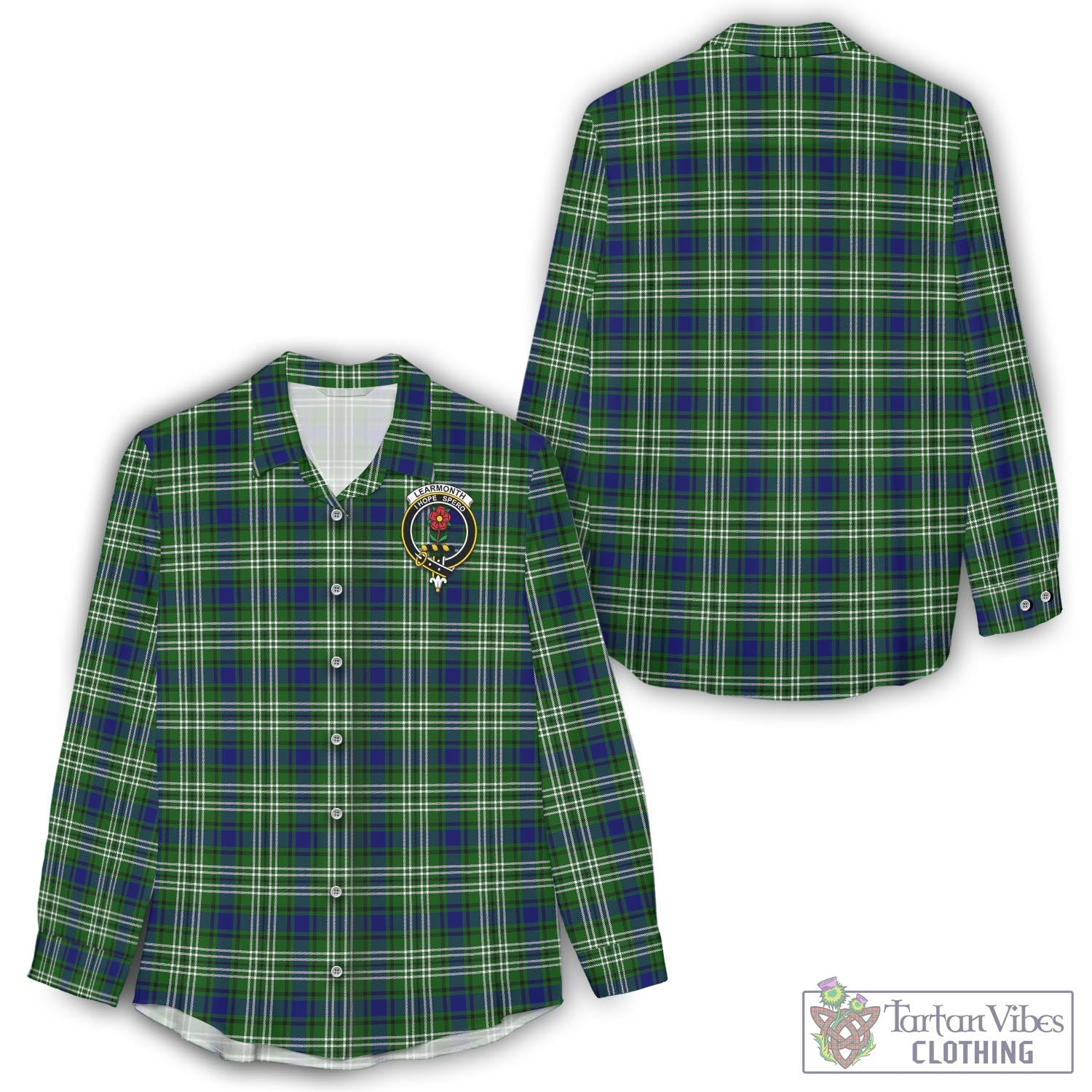 Tartan Vibes Clothing Learmonth Tartan Womens Casual Shirt with Family Crest