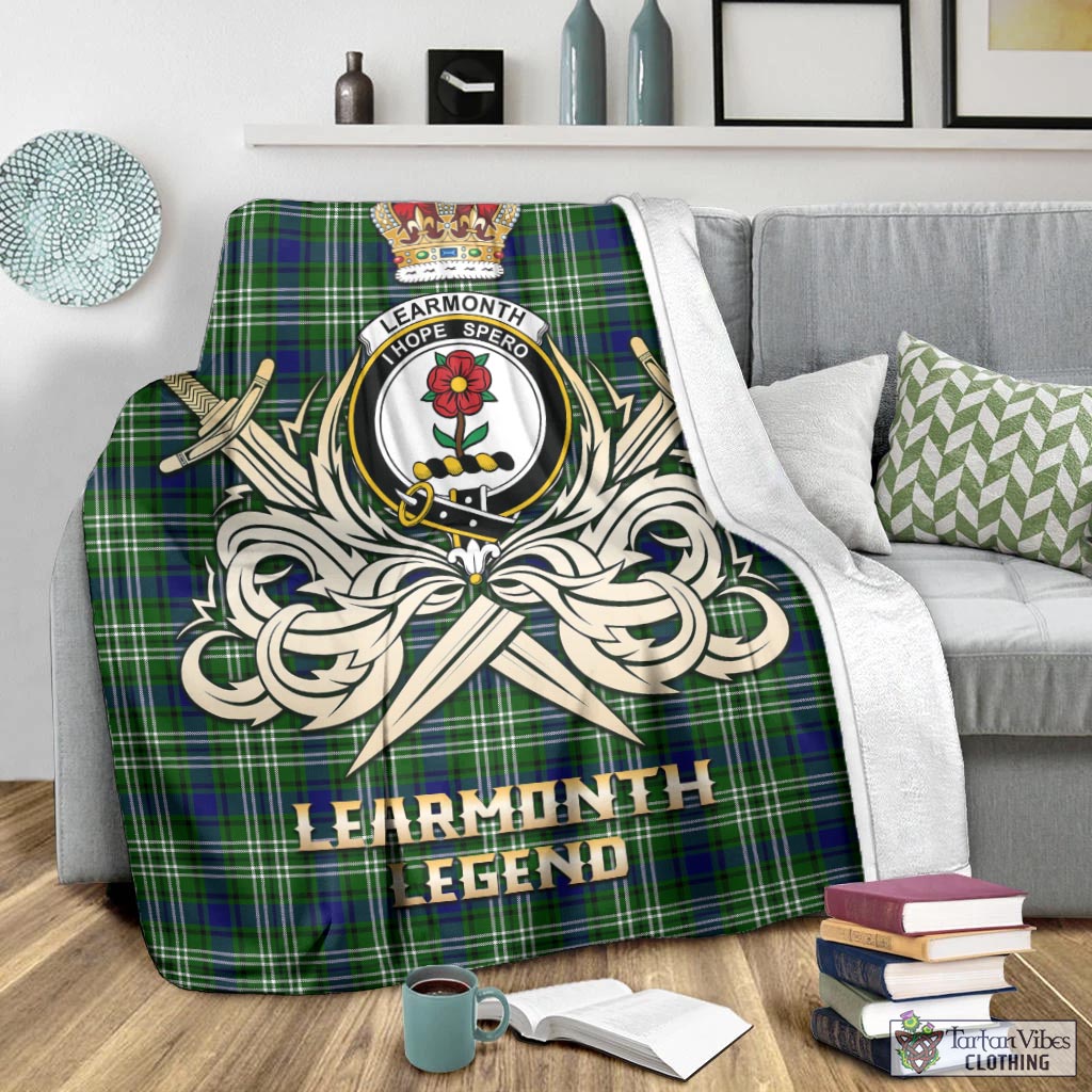 Tartan Vibes Clothing Learmonth Tartan Blanket with Clan Crest and the Golden Sword of Courageous Legacy