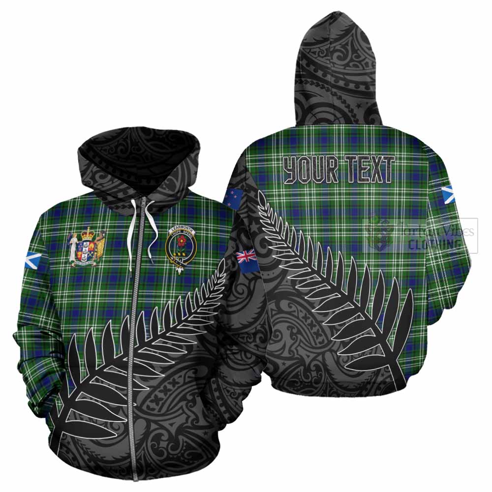 Tartan Vibes Clothing Learmonth Crest Tartan Hoodie with New Zealand Silver Fern Half Style