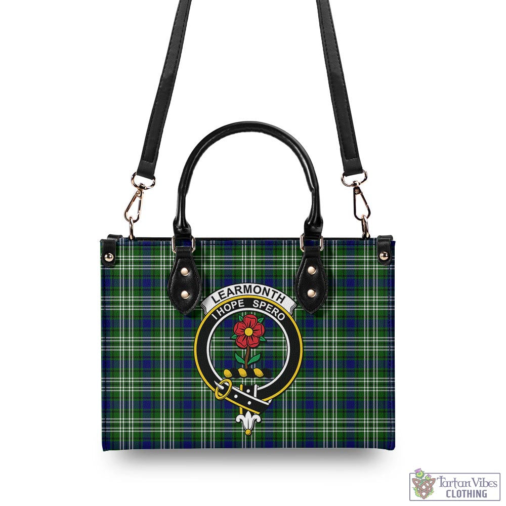 Tartan Vibes Clothing Learmonth Tartan Luxury Leather Handbags with Family Crest