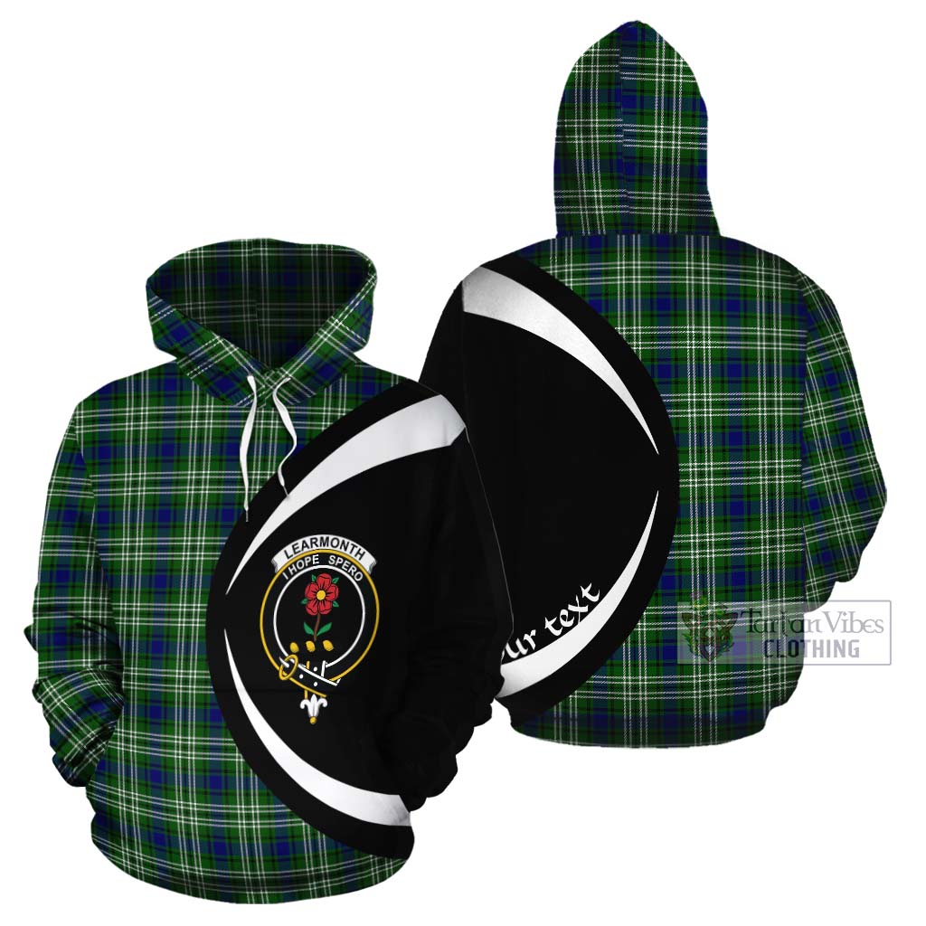 Tartan Vibes Clothing Learmonth Tartan Cotton Hoodie with Family Crest Circle Style