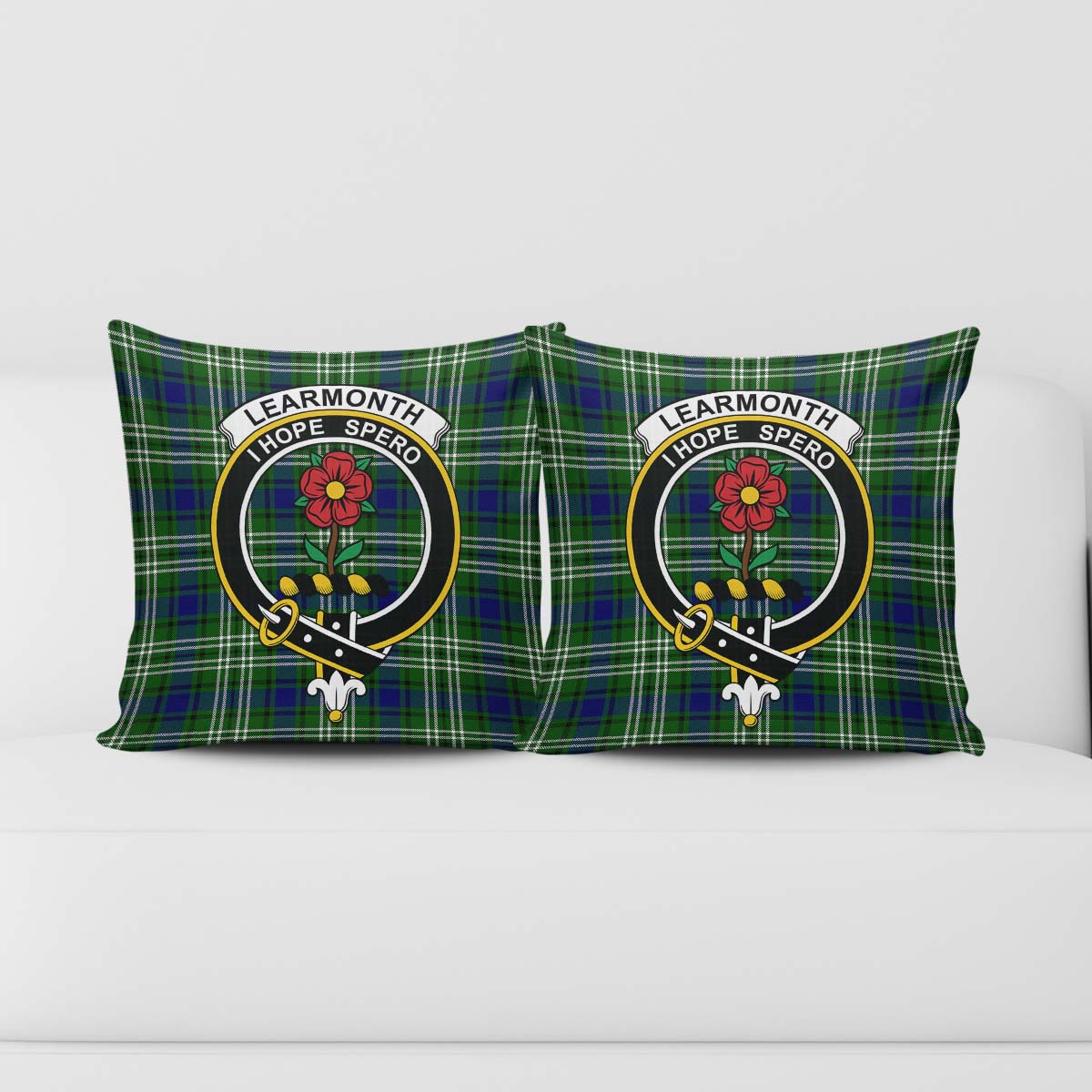 Learmonth Tartan Pillow Cover with Family Crest - Tartanvibesclothing