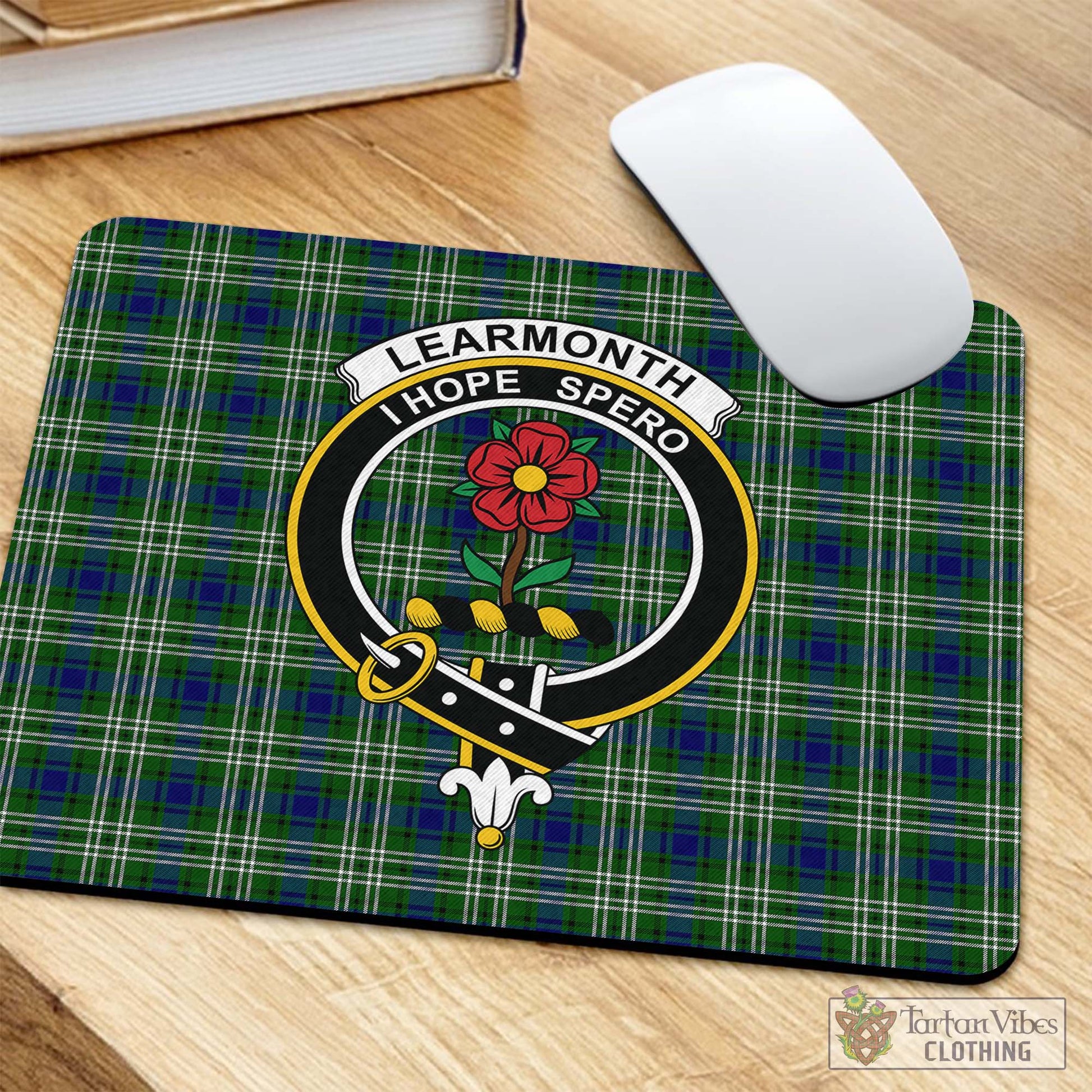 Tartan Vibes Clothing Learmonth Tartan Mouse Pad with Family Crest