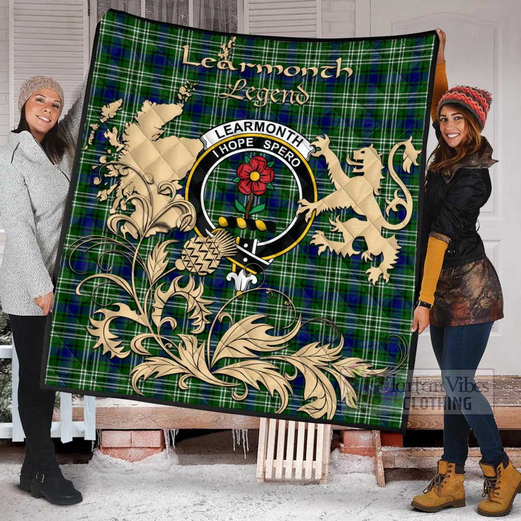 Tartan Vibes Clothing Learmonth Tartan Quilt with Family Crest and Scottish Symbol Style