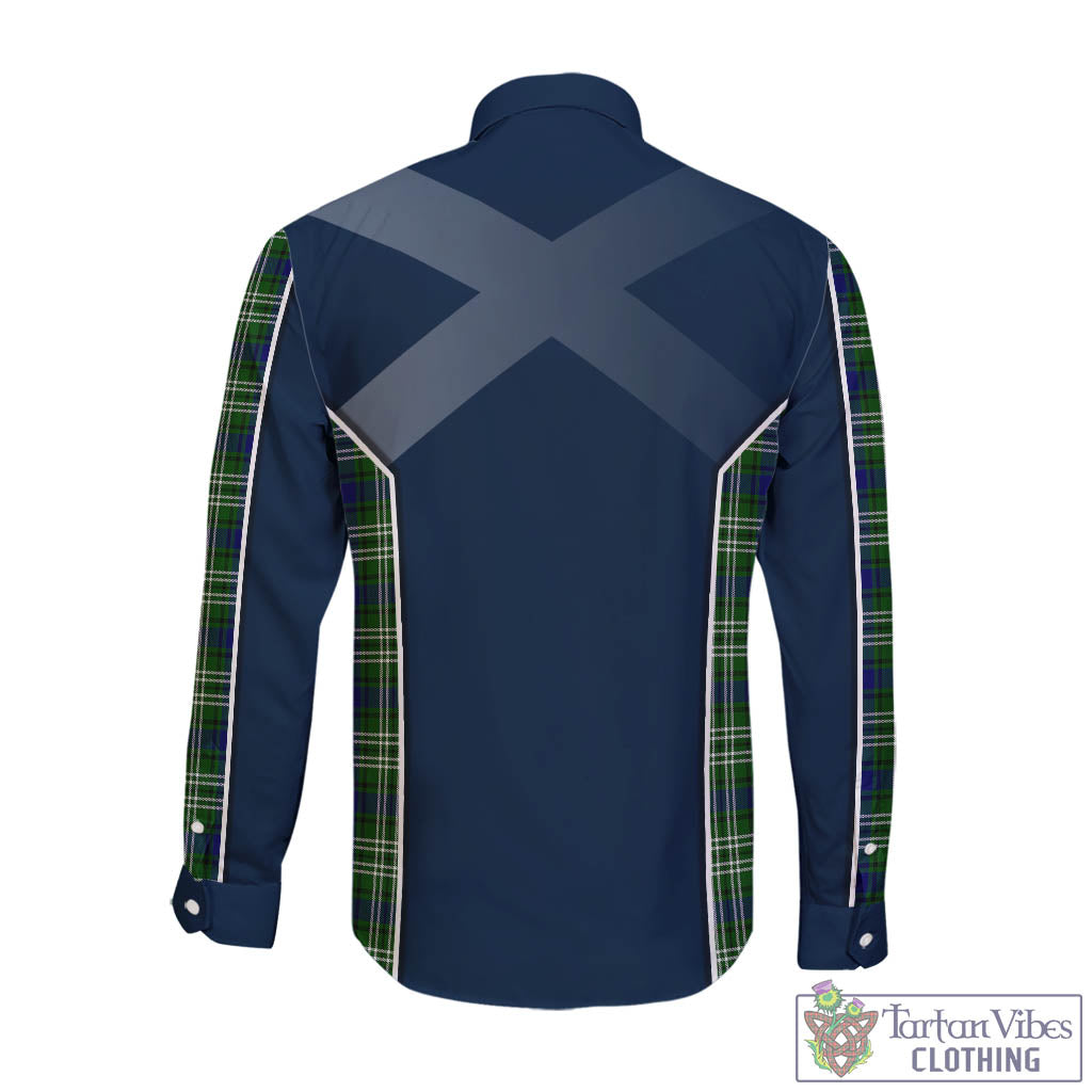 Tartan Vibes Clothing Learmonth Tartan Long Sleeve Button Up Shirt with Family Crest and Scottish Thistle Vibes Sport Style