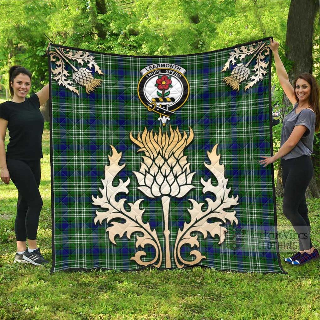 Tartan Vibes Clothing Learmonth Tartan Quilt with Family Crest and Golden Thistle Style