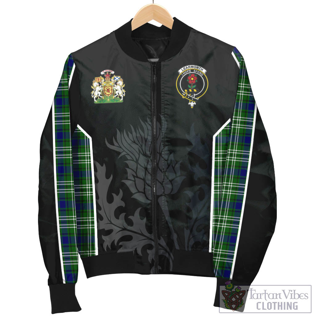 Tartan Vibes Clothing Learmonth Tartan Bomber Jacket with Family Crest and Scottish Thistle Vibes Sport Style