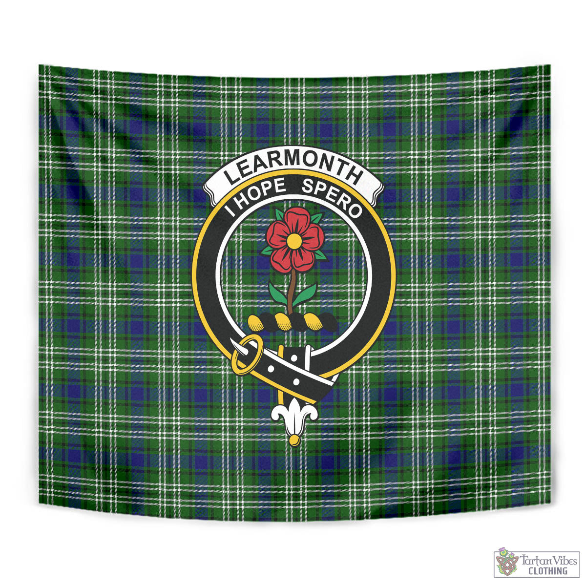 Tartan Vibes Clothing Learmonth Tartan Tapestry Wall Hanging and Home Decor for Room with Family Crest