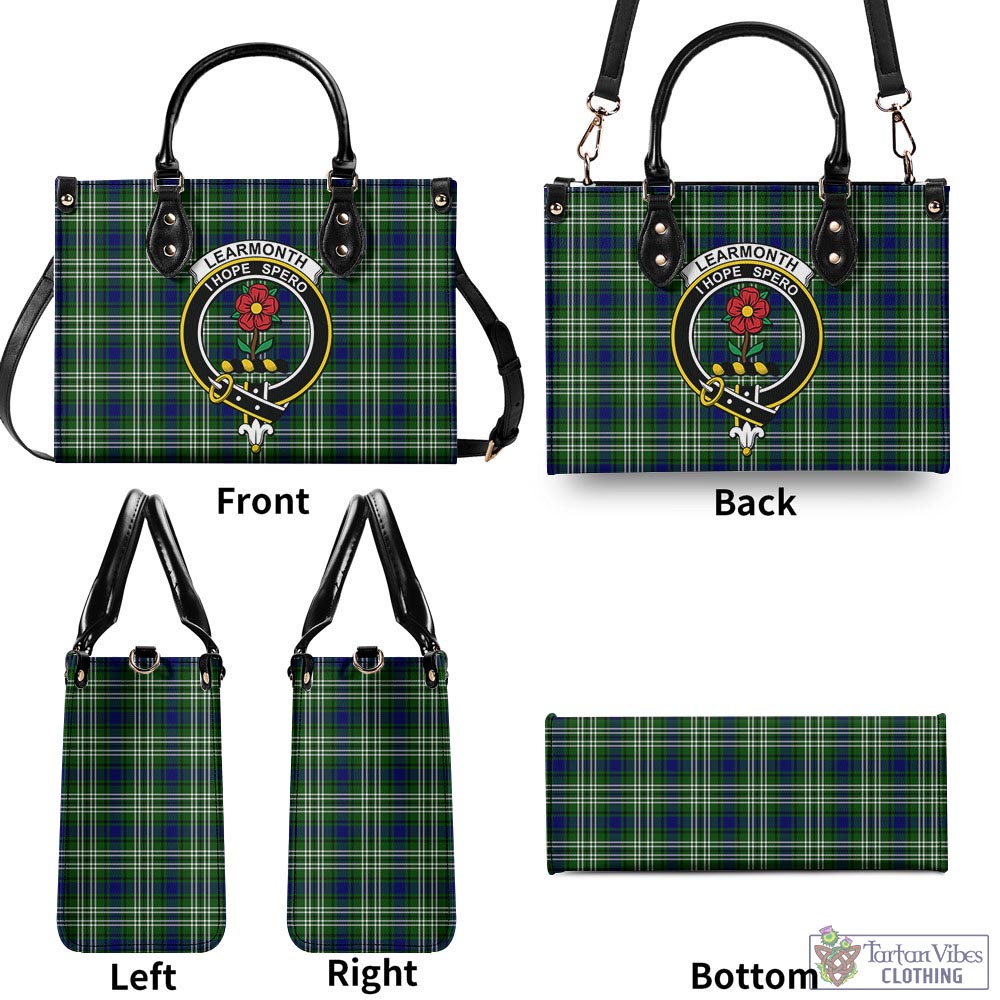 Tartan Vibes Clothing Learmonth Tartan Luxury Leather Handbags with Family Crest