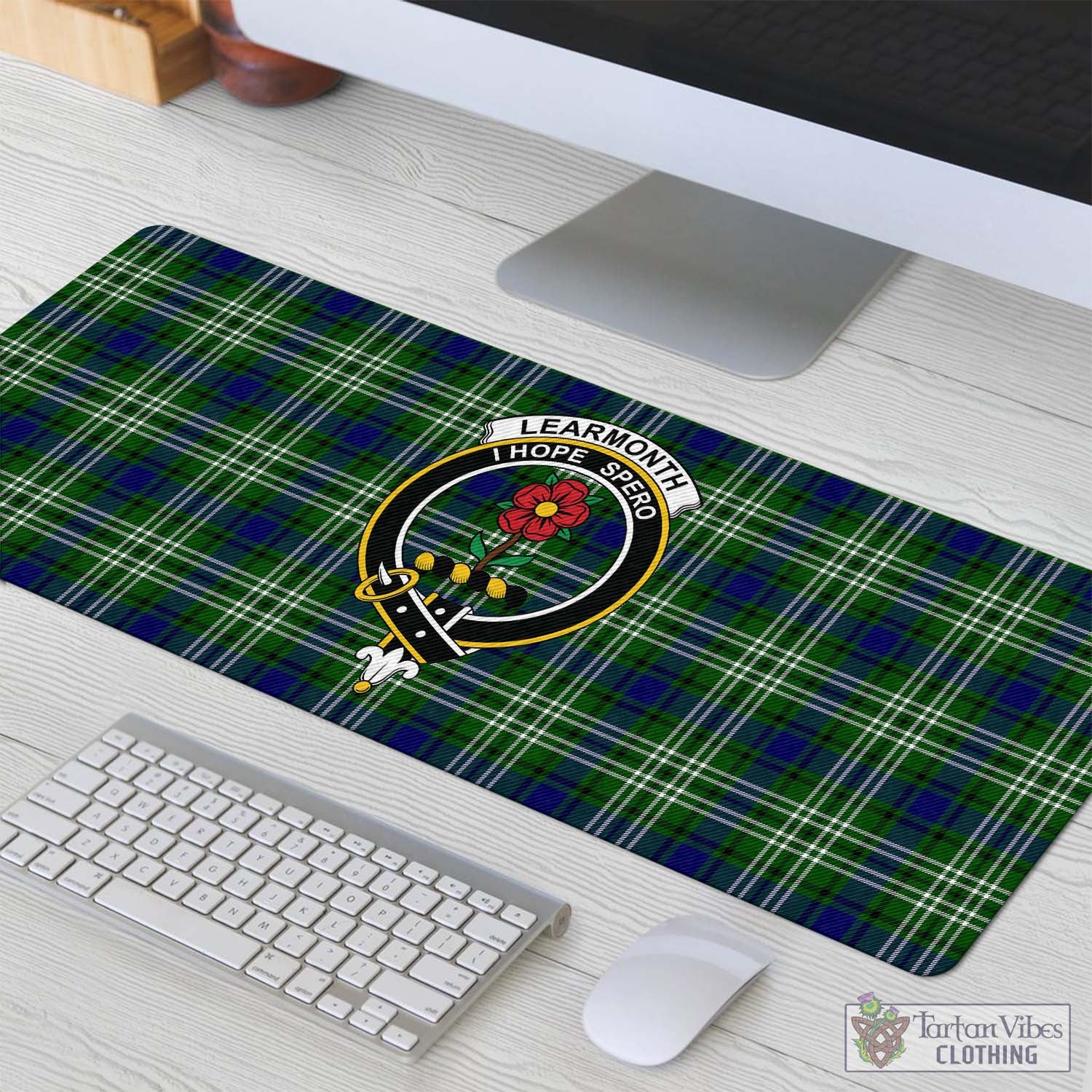 Tartan Vibes Clothing Learmonth Tartan Mouse Pad with Family Crest