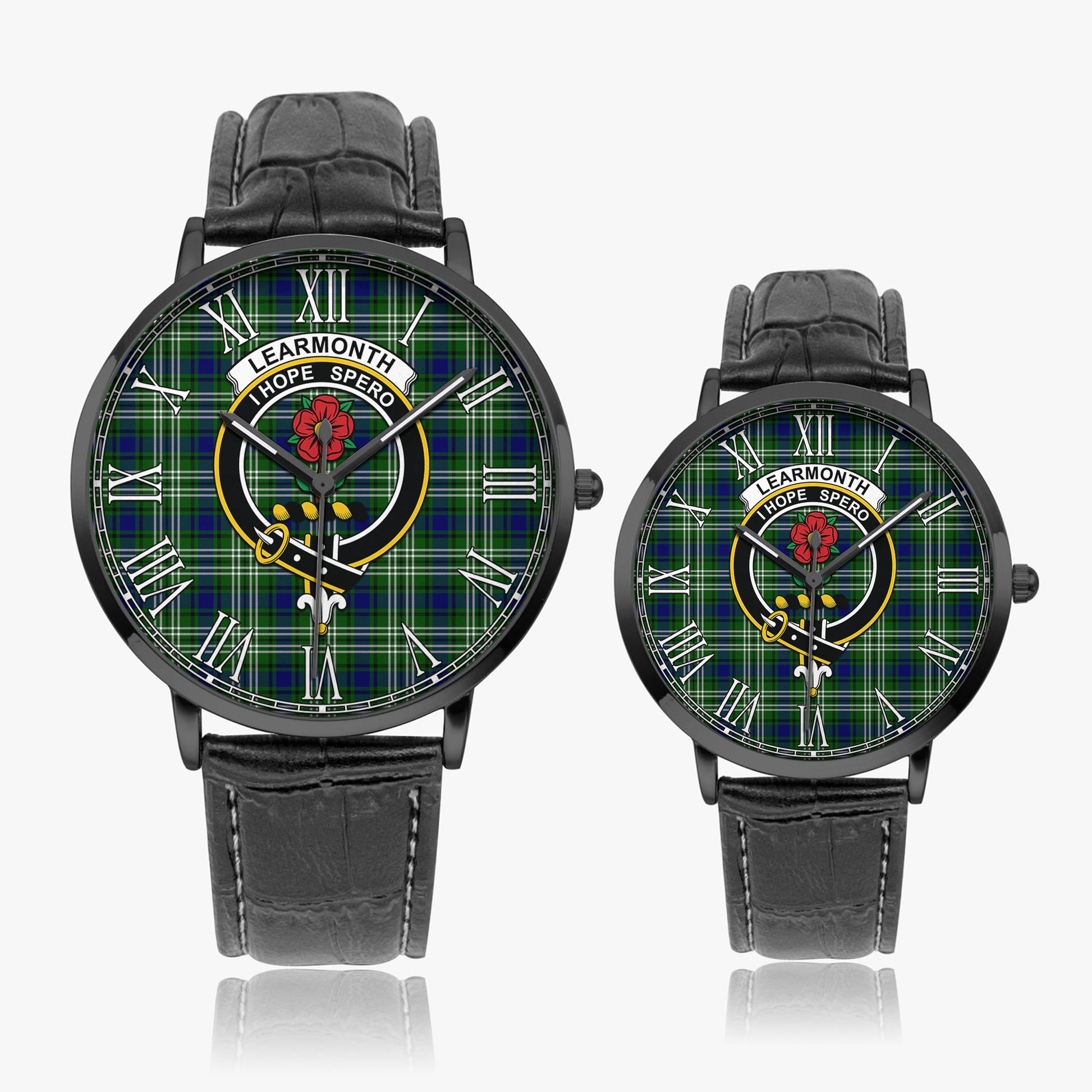 Learmonth Tartan Family Crest Leather Strap Quartz Watch - Tartanvibesclothing