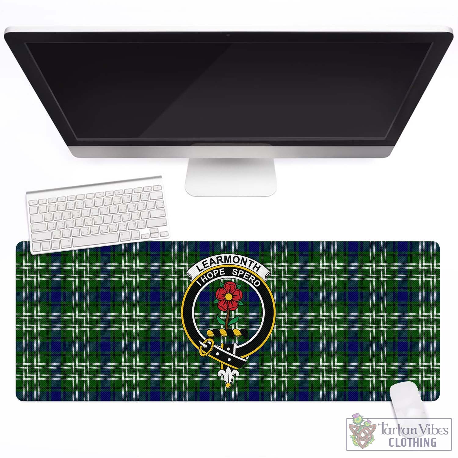 Tartan Vibes Clothing Learmonth Tartan Mouse Pad with Family Crest