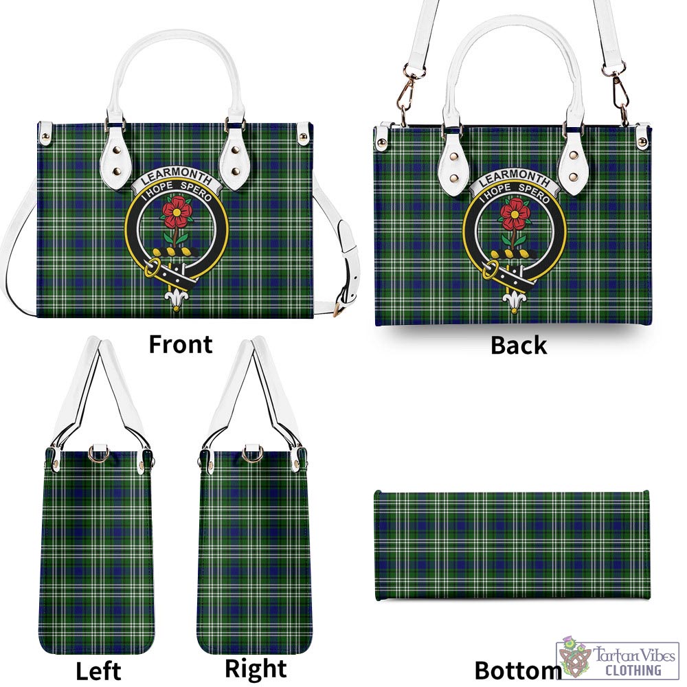 Tartan Vibes Clothing Learmonth Tartan Luxury Leather Handbags with Family Crest