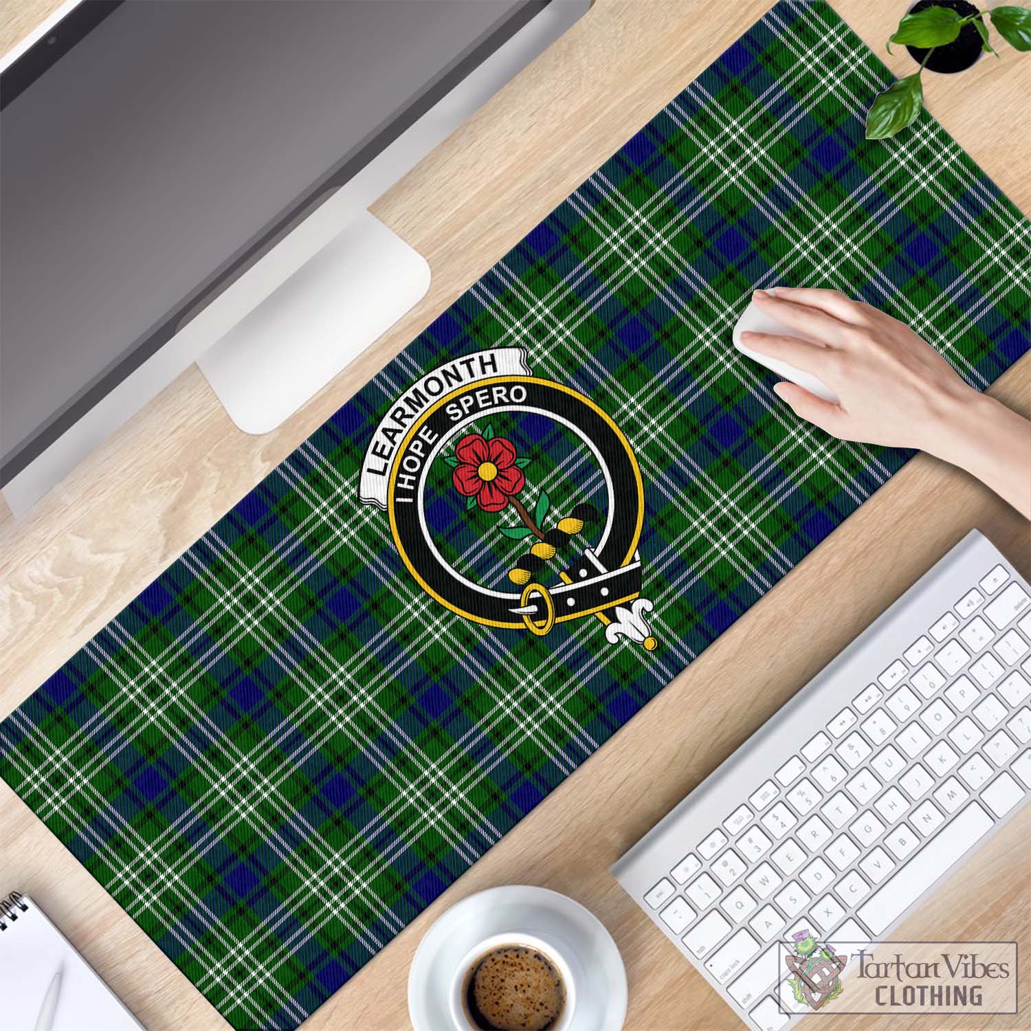 Tartan Vibes Clothing Learmonth Tartan Mouse Pad with Family Crest