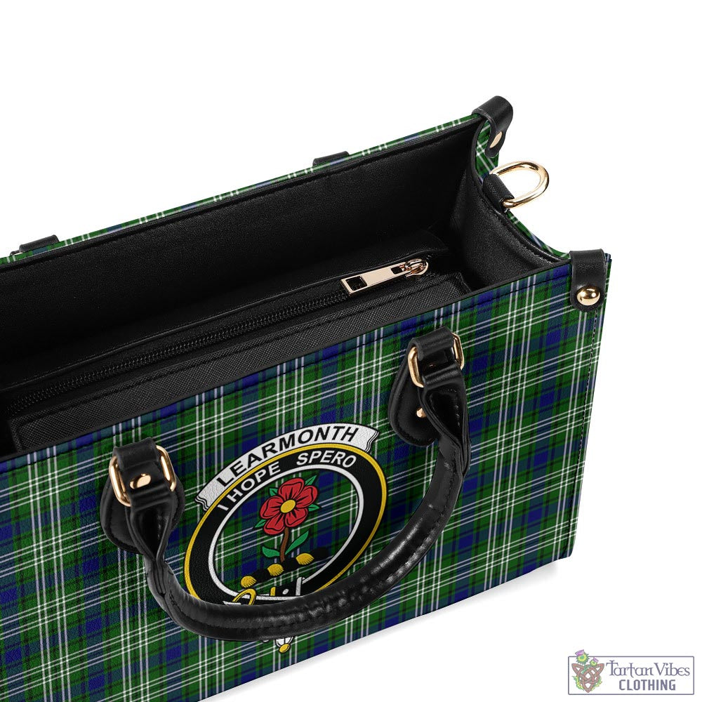 Tartan Vibes Clothing Learmonth Tartan Luxury Leather Handbags with Family Crest